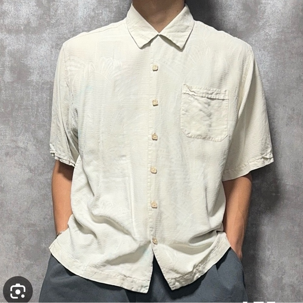 🌺 Vintage 90s Jamaica Jaxx, 100% Silk Hawaiian Shirt, Size Large, Ivory